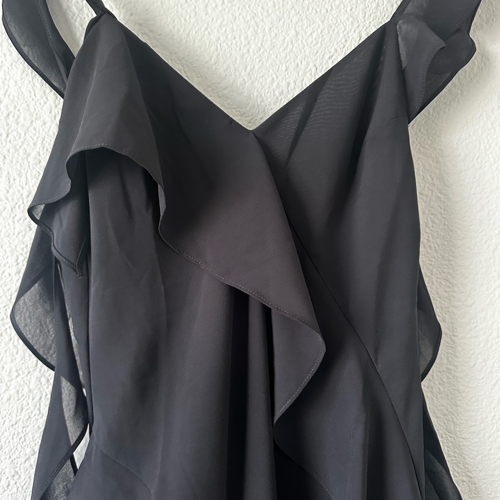 Amanda Uprichard Revolve “Cantara”‎ Midi Black Elegant Black Ruffle Dress Small - Picture 9 of 12